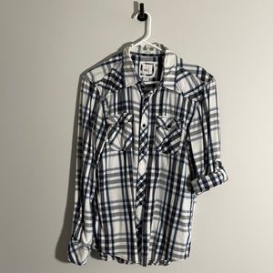Bke button down long sleeve medium white blue
